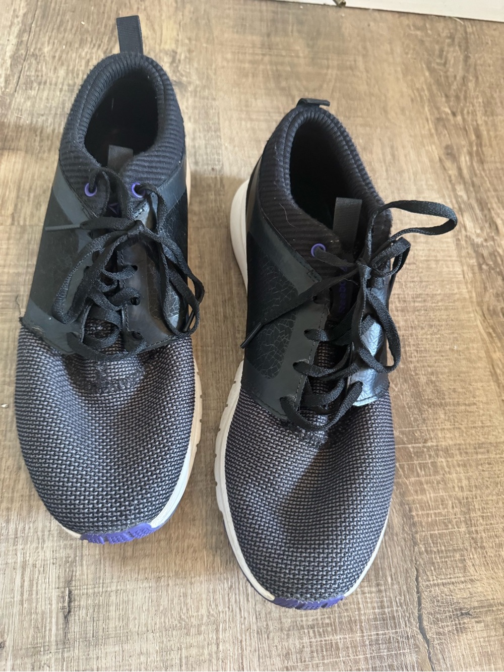 Reebok Women's Black Sneakers with Purple Accents
